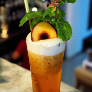 Mocktail Peach Basil Bliss.
