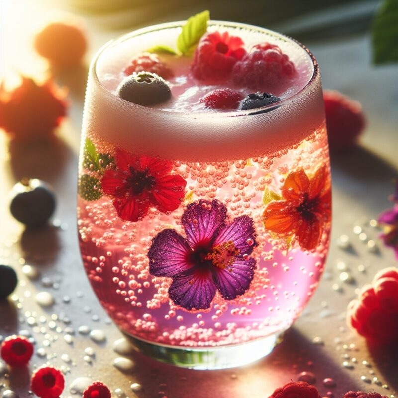 Berry Hibiscus Fizz Mocktail.