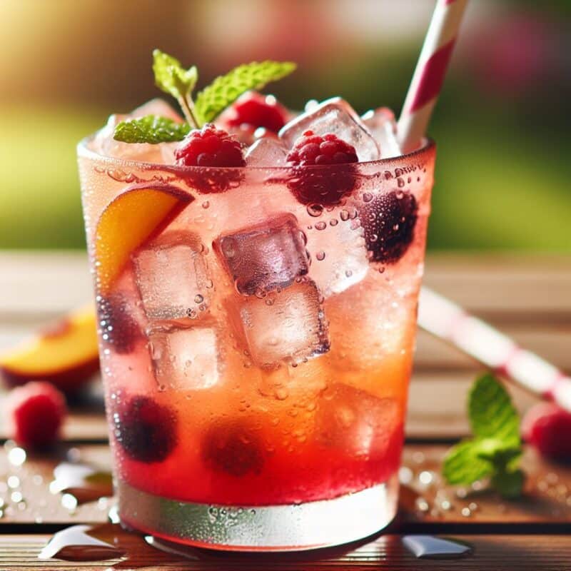 Berry Peach Cooler Mocktail.