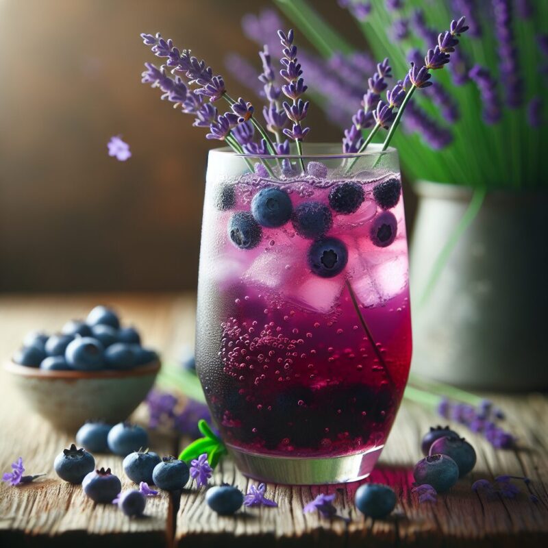 Blueberry Lavender Fizz Mocktail. natural