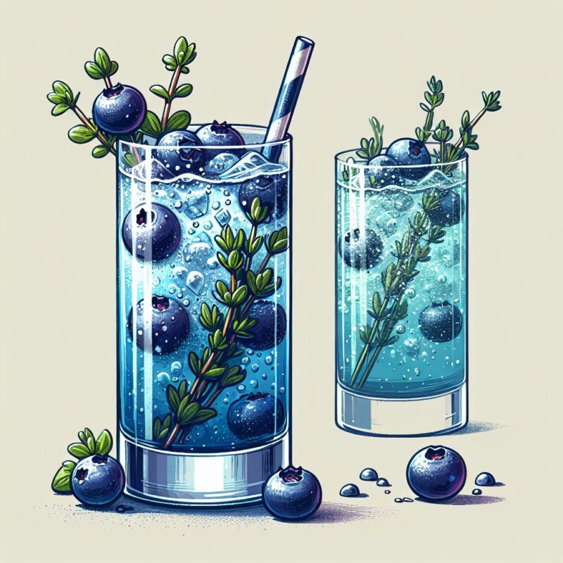 Blueberry Thyme Quencher Mocktail. natural