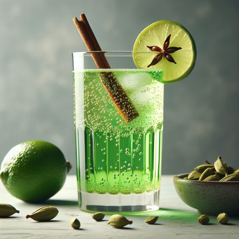 Cardamom Lime Sparkler Mocktail.