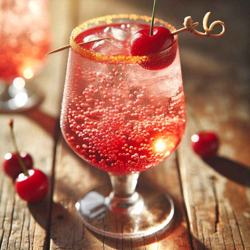 Cherry Ginger Sparkler Mocktail.