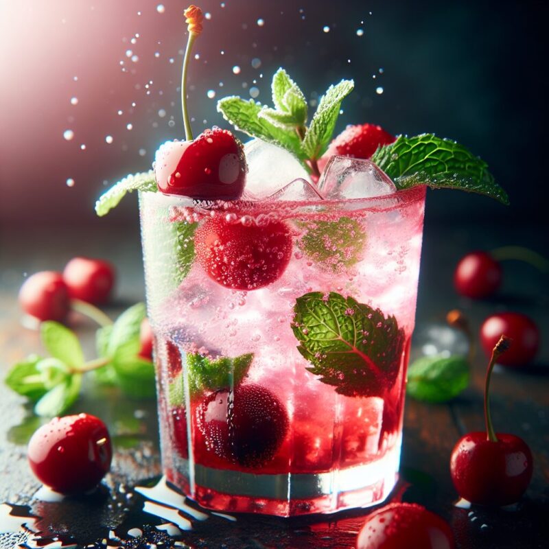 Cherry Mint Refresher Mocktail.