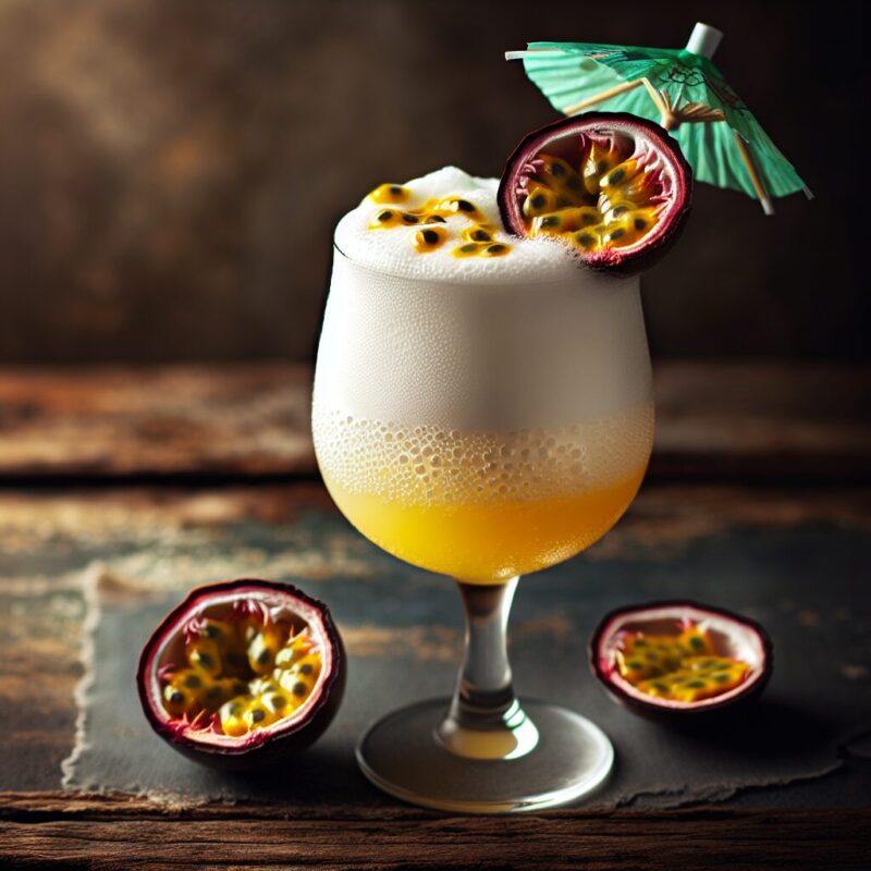 Coconut Passionfruit Fizz Mocktail.