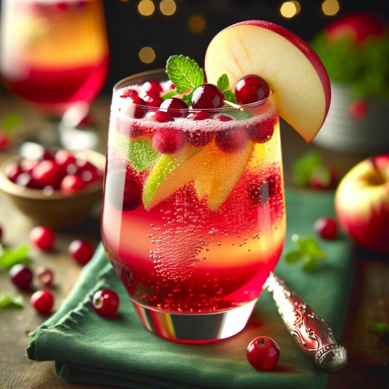 Cranberry Apple Sparkler Mocktail.