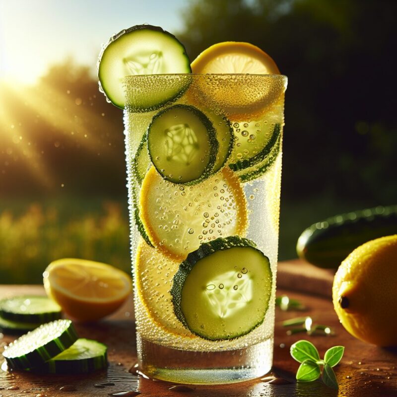 Cucumber Lemon Sparkler Mocktail.