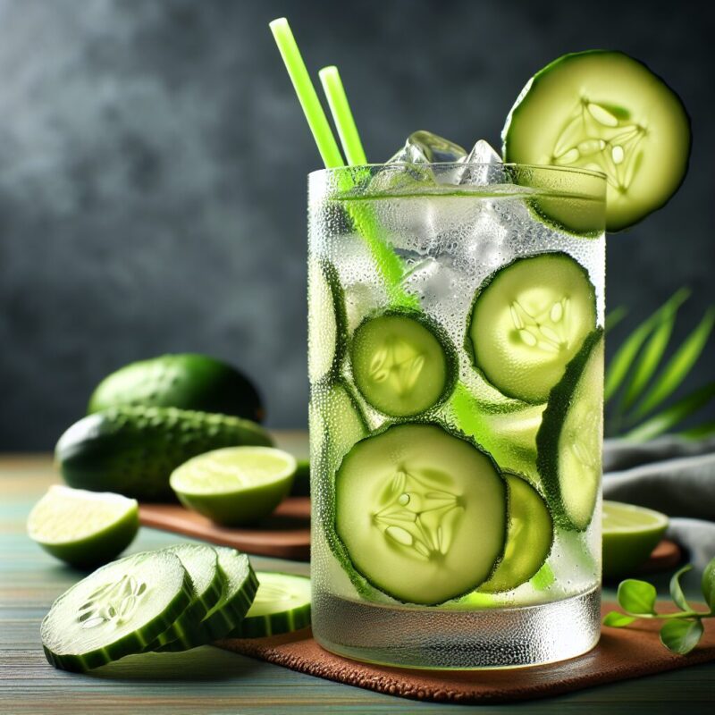 Cucumber Lime Refresher Mocktail.