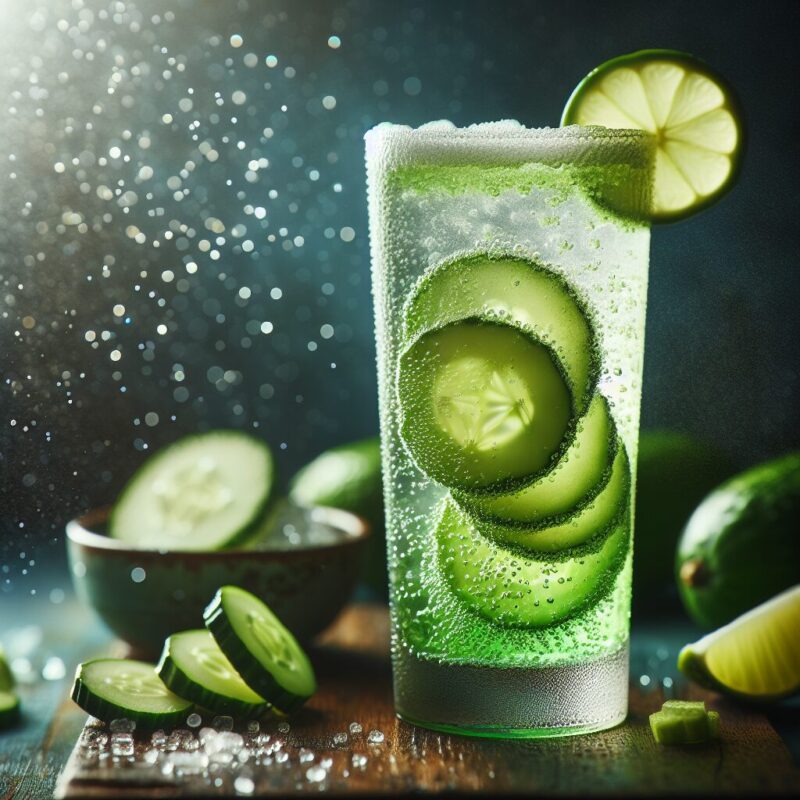 Cucumber Lime Sparkle Mocktail. natural