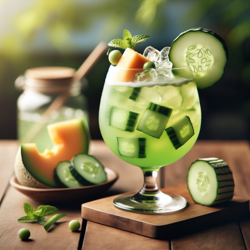 Cucumber Melon Splash Mocktail. natural