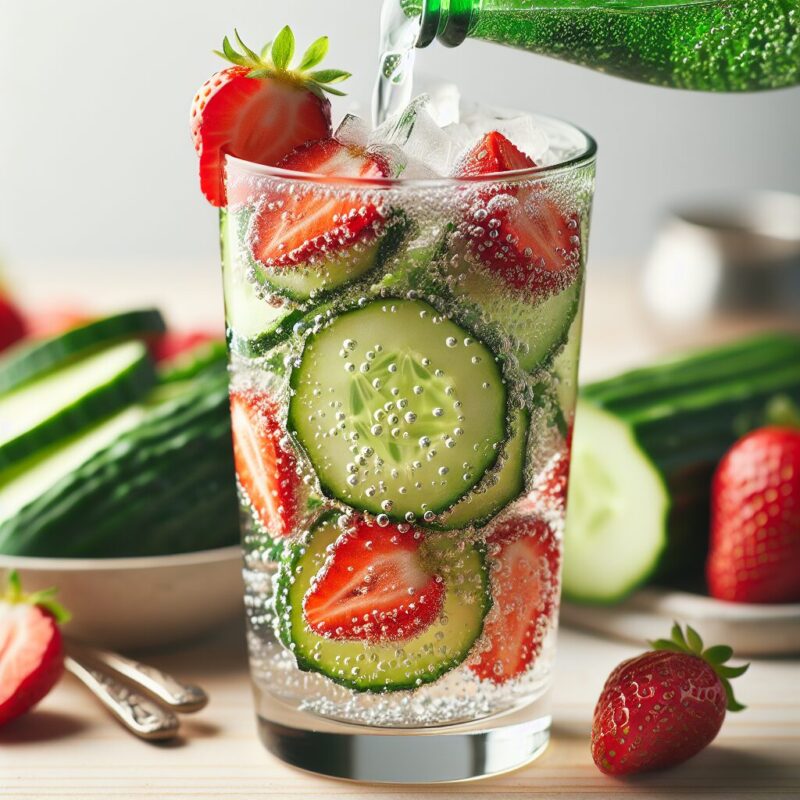 Cucumber Strawberry Sparkler Mocktail.