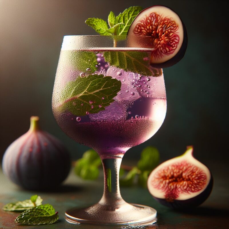 Fig and Mint Sparkler Mocktail.