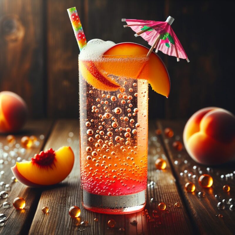 Fizzy Peach Delight Mocktail.