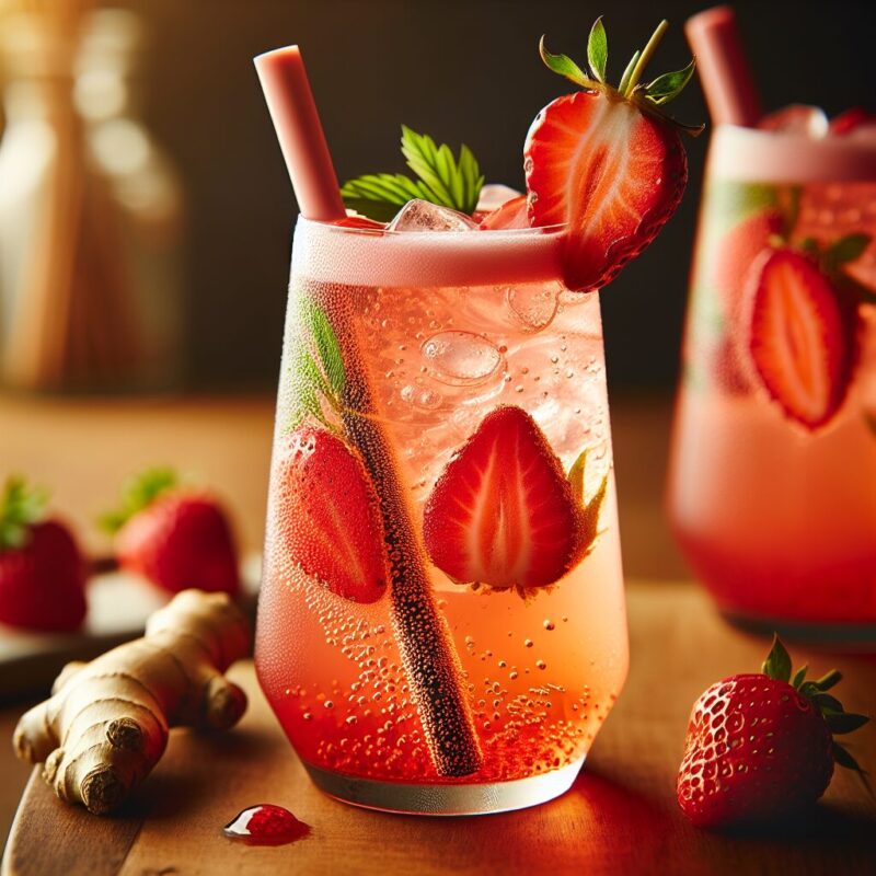 Ginger Strawberry Fizz Mocktail.