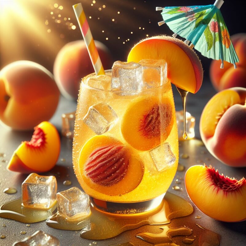 Honey Peach Sparkler Mocktail.