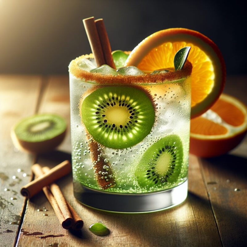 Kiwi Orange Refresher Mocktail.