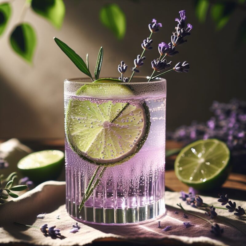 Lavender Lime Elixir Mocktail. natural