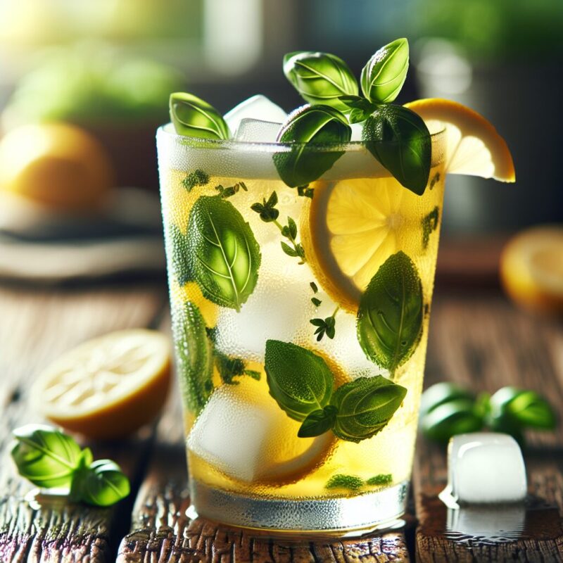 Lemon Basil Breeze Mocktail. natural