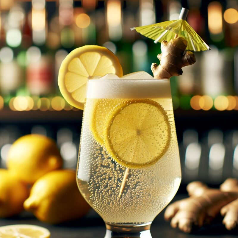 Lemon Ginger Fizz Mocktail.