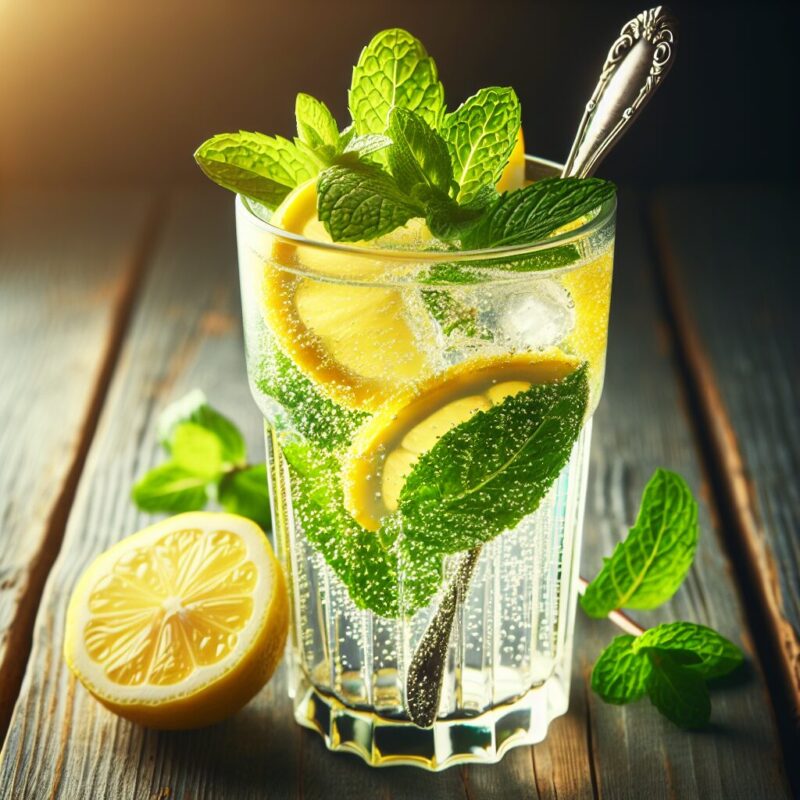 Lemon Mint Sparkler Mocktail.