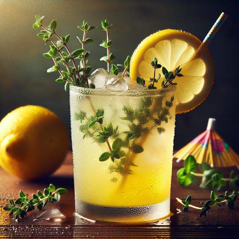 Lemon Thyme Cooler Mocktail.