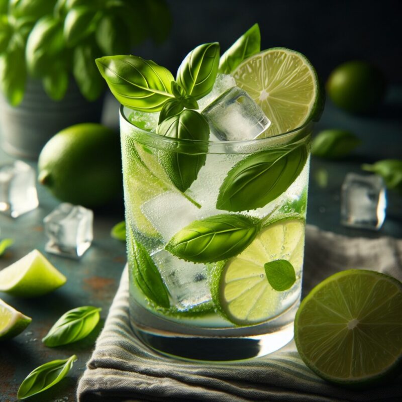 Lime Basil Refresher Mocktail.