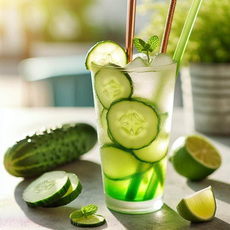 Lime Cucumber Cooler Mocktail.