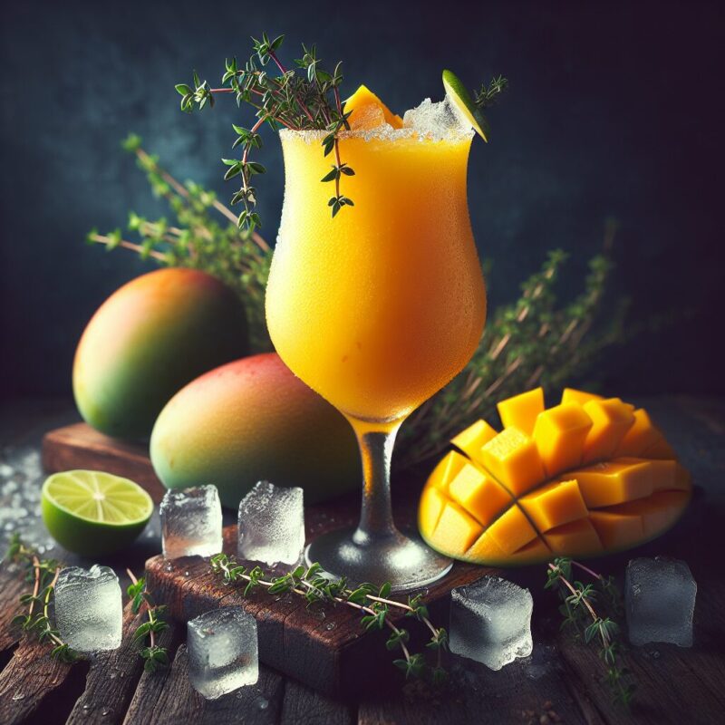 Mango Thyme Elixir Mocktail. natural