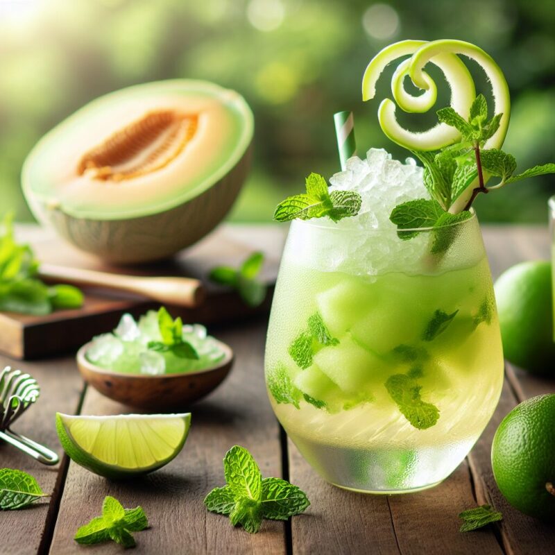 Minted Honeydew Twist Mocktail. natural