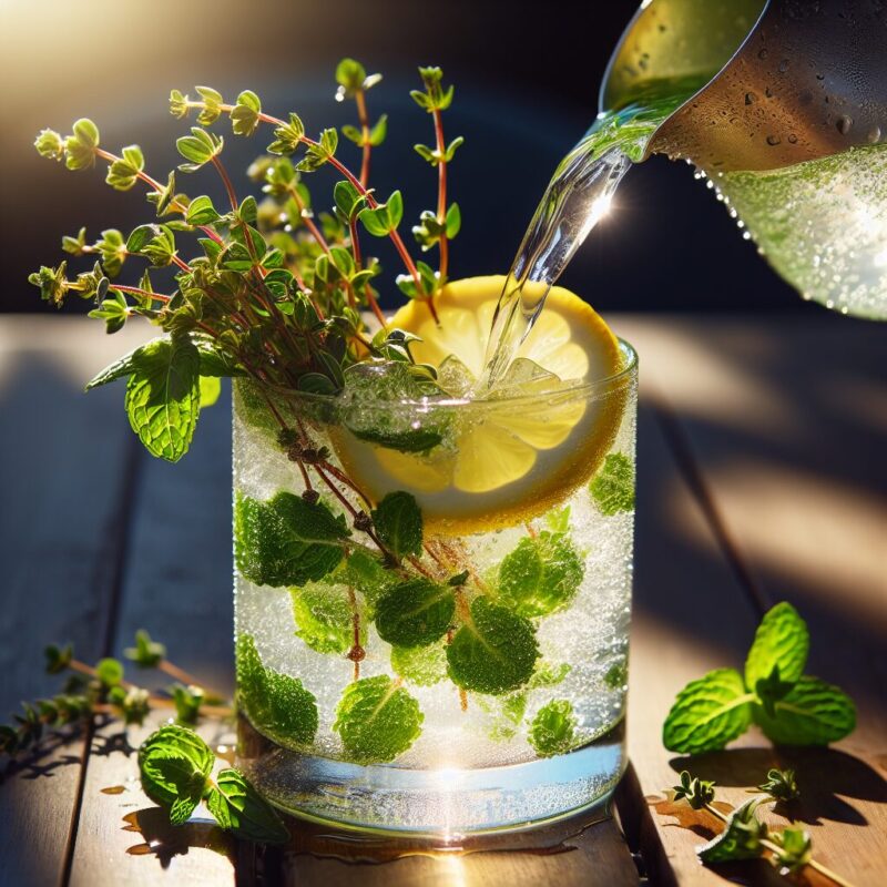Minted Lemon Thyme Mocktail.