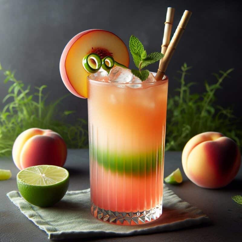 Peach Lime Refresher Mocktail.