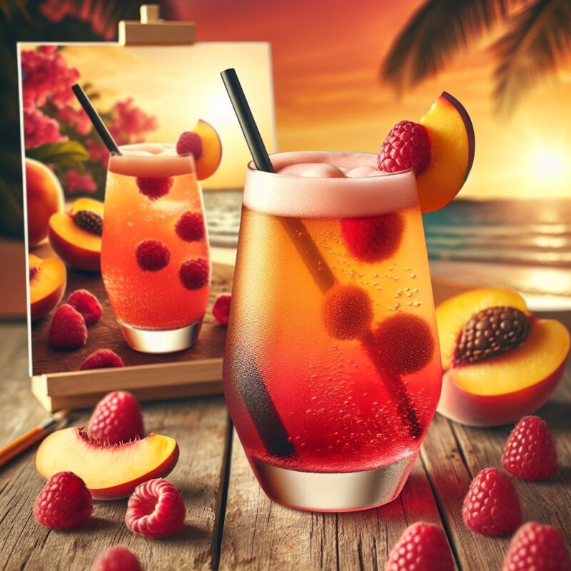 Peach Raspberry Splash Mocktail.