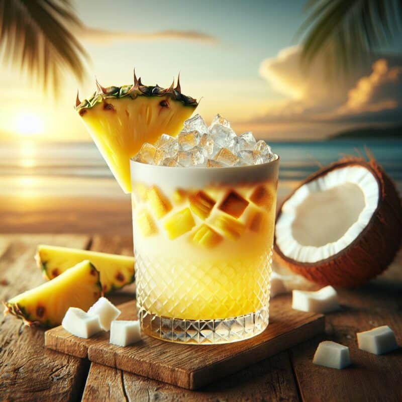 Pineapple Coconut Refresher Mocktail.