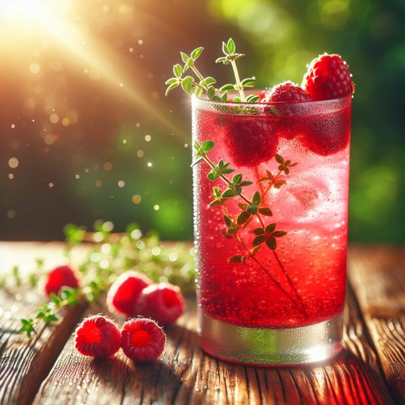 Raspberry Thyme Sip Mocktail. natural