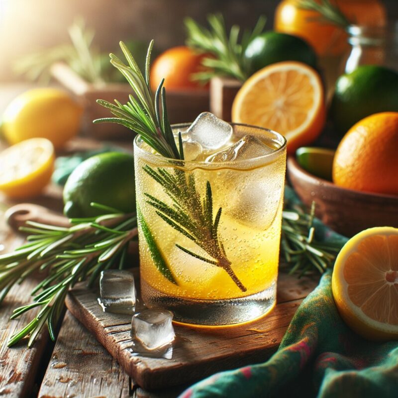 Rosemary Citrus Fizz Mocktail.