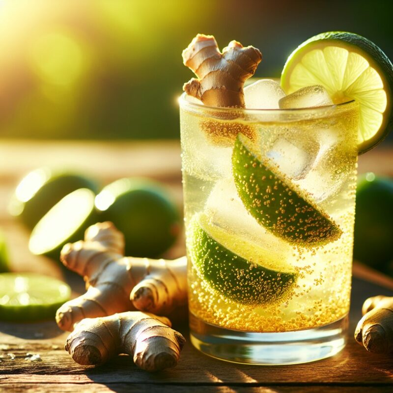 Spicy Ginger Limeade Mocktail.