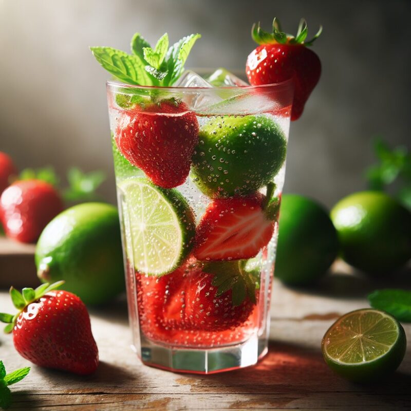 Strawberry Lime Fizz Mocktail.