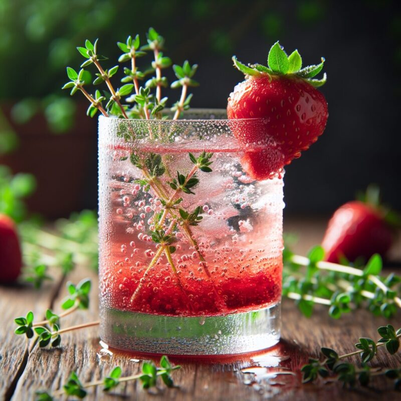 Strawberry Thyme Sip Mocktail. natural
