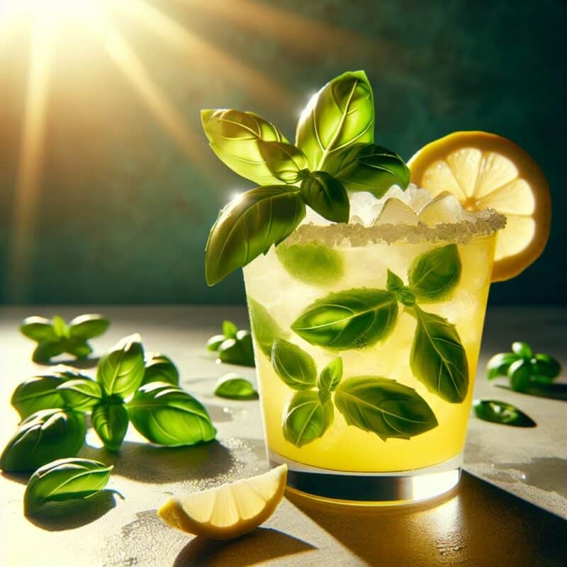 Sweet Basil Lemonade Mocktail.