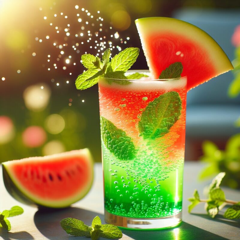 Watermelon Mint Fizz Mocktail.