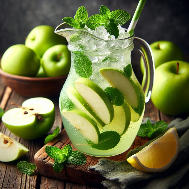 Apple Minted Lemonade Mocktail.