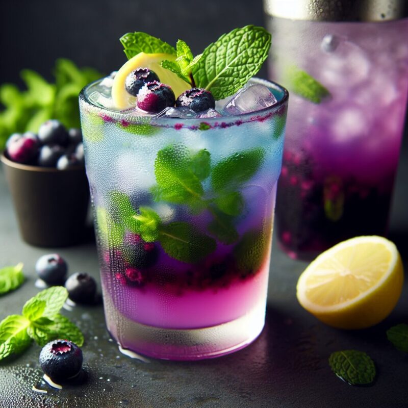 Blueberry Minted Lemonade Mocktail.