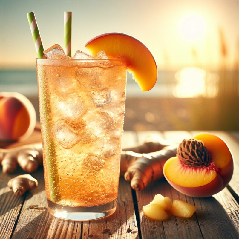 Ginger Peach Refresher Mocktail.