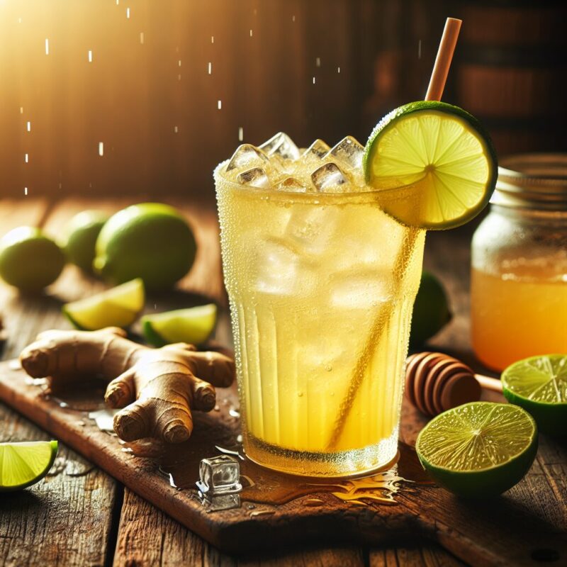 Honey Ginger Limeade Mocktail.