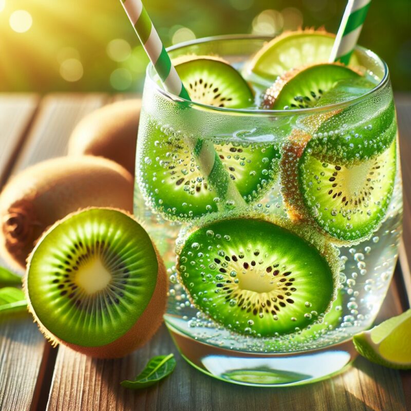 Kiwi Lime Sparkler Mocktail.