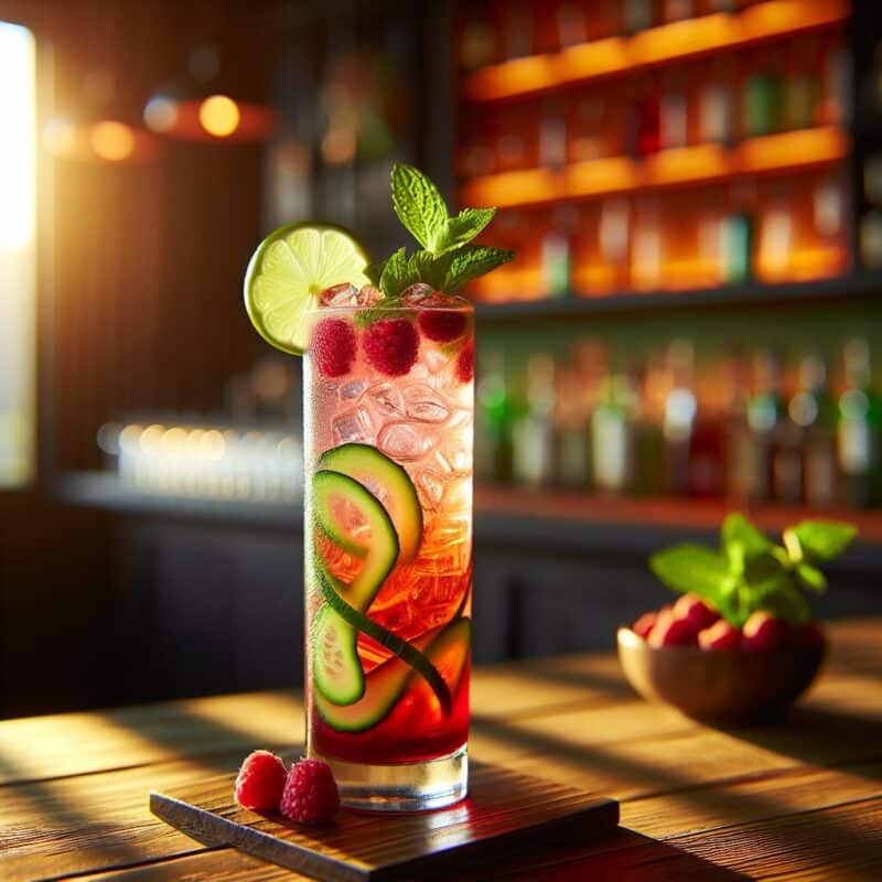 Raspberry Cucumber Splash Mocktail.
