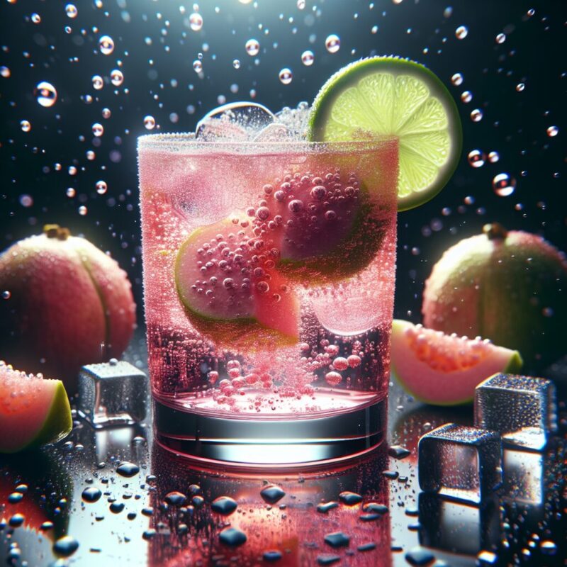 Sparkling Guava Delight Mocktail.