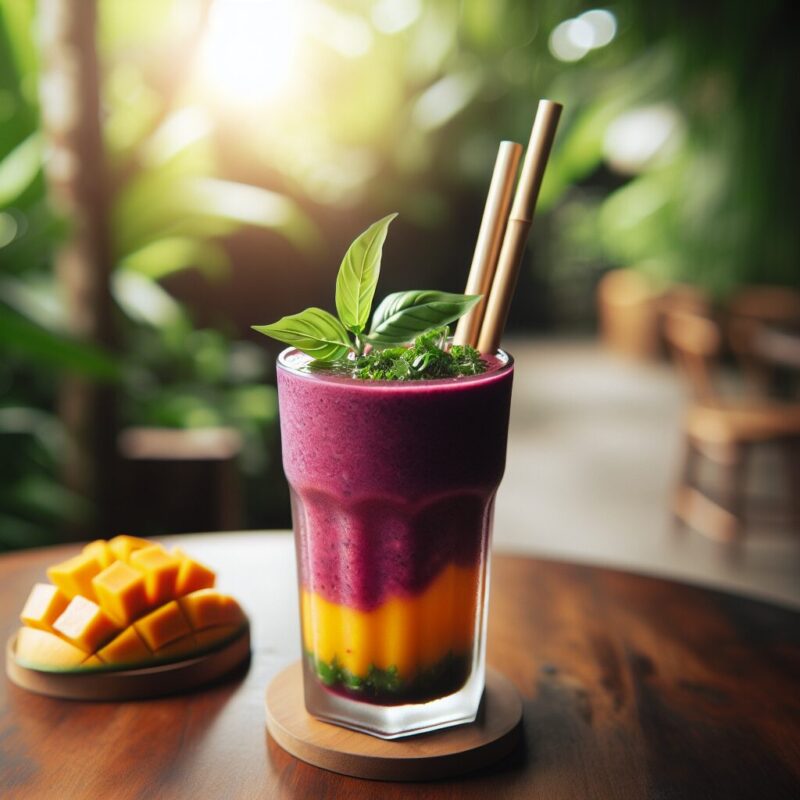 #Acai Mango Basil Elixir Mocktail# (Rezept)