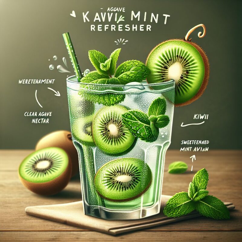 #Agave Kiwi Mint Refresher Mocktail# (Rezept)