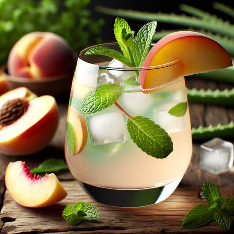 #Aloe Peach Mint Bliss Mocktail# (Rezept)